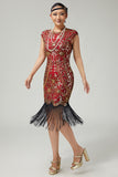 Fringed Sequined Bodycon Black Golden 1920s Dress