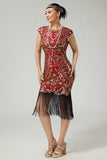 Fringed Sequined Bodycon Black Golden 1920s Dress