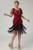 Black Golden Riered Fringed 1920s Dress With Beading