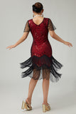 Black Golden Riered Fringed 1920s Dress With Beading