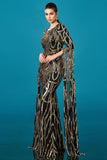 Black Golden Mermaid Long Sleeves Sequin Formal Dress