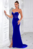 Sparkly Black Sheath Velvet Sweetheart Long Prom Dress with Beading