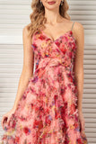 Blush Flower A Line Spaghetti Straps Prom Dress