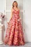 Blush Flower A Line Spaghetti Straps Prom Dress