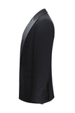 Slim Fit Black 2 Piece Double Breasted Peak Lapel Men's Suits