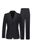 Black Peak Lapel Single Breasted 3 Piece Men's Suits
