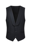 Peak Lapel 3 Piece One Button Slim Fit Black Men's Wedding Suits