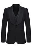 Shawl Lapel Black 3 Piece One Button Men's Business Suits