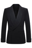 Double Breasted Black Shawl Lapel 2 Piece Men's Suits