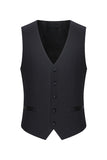 Black 3 Piece Peak Lapel Slim Fit Men's Wedding Suits