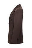 Coffee Double Breasted Peak Lapel 2 Piece Men's Suits
