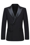 Slim Fit Peak Lapel 2 Piece Men's Black Suits