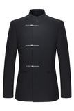 Black Slim Fit Men's 2 Piece Mandarin Collar Suit