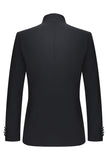 Black Slim Fit Men's 2 Piece Mandarin Collar Suit