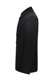 2 Piece Single Breasted Black Slim Fit Men's Mandarin Collar Suit
