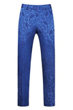 Peak Lapel Jacquard 2 Piece Blue Double Breasted Men's Suits