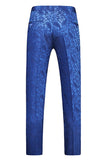 Peak Lapel Jacquard 2 Piece Blue Double Breasted Men's Suits