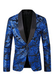 Green Shawl Lapel One Button Jacquard Men's Prom Blazer