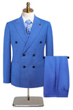 Grey Green 2 Piece Double Breasted Peak Lapel Men's Formal Suits