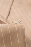 Beige Striped 3 Piece Notched Lapel Men's Suits