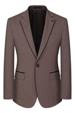 Taupe 3 Piece Slim Fit Notched Lapel One Button Men's Formal Suits