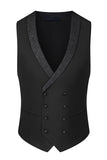 Slim Fit 3 Piece Peak Lapel Men's Black Suits