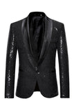 Sparkly Blue Shawl Lapel One Button Men's Prom Blazer