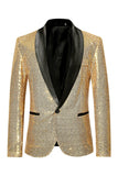 Sparkly Blue Shawl Lapel One Button Men's Prom Blazer