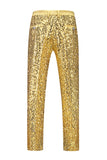 Sparkly Golden Notched Lapel Sequins 2 Piece Prom Suits