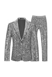 Sparkly Golden Notched Lapel Sequins 2 Piece Prom Suits
