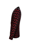 Black Red Shawl Lapel Printed Prom Blazer