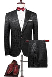 Black Texture Peak Lapel 2 Piece Prom Suits