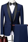 Men's Black Shawl Lapel One Button Formal Suits