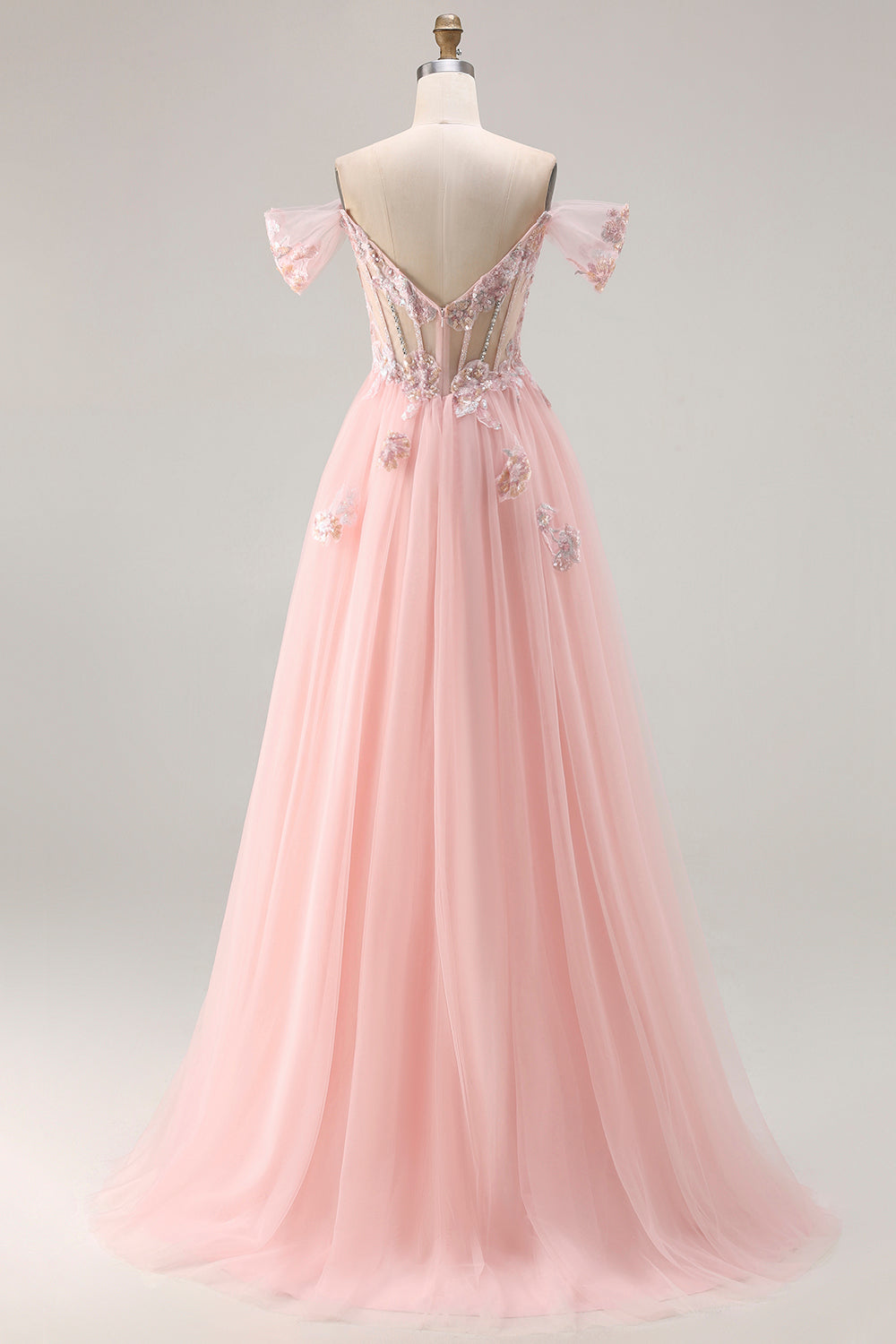 women's light pink off the shoulder goddess dress Zapaka Women Pink Off the Shoulder Long Prom Dress A Line Beaded Corset Tulle Wedding Party Dress with Sequins, Pink / US10