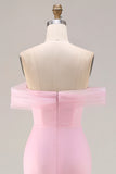 Pink 3D Flowers Off the Shoulder Mermaid Prom Dress