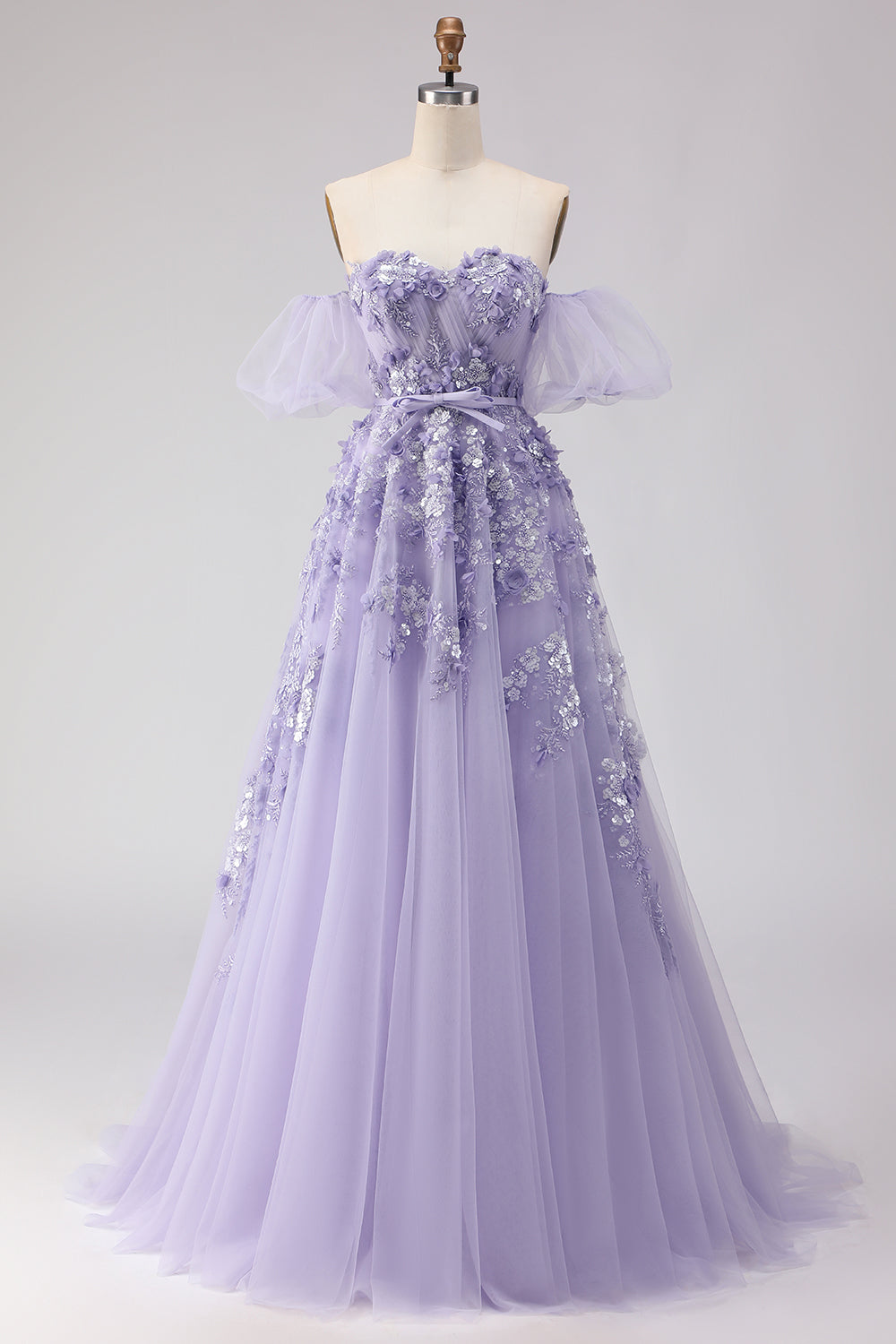 Zapaka Women Purple Long Prom Dress with Removable Sleeves A-Line Beaded Off The Shoulder Corset Tulle Gown Dress with 3D Flowers, Purple / US16W Zapaka Women Purple Long Prom Dress with Removable Sleeves A-Line Beaded Off The Shoulder Corset Tulle Gown Dress with 3D Flowers, Purple / US16W