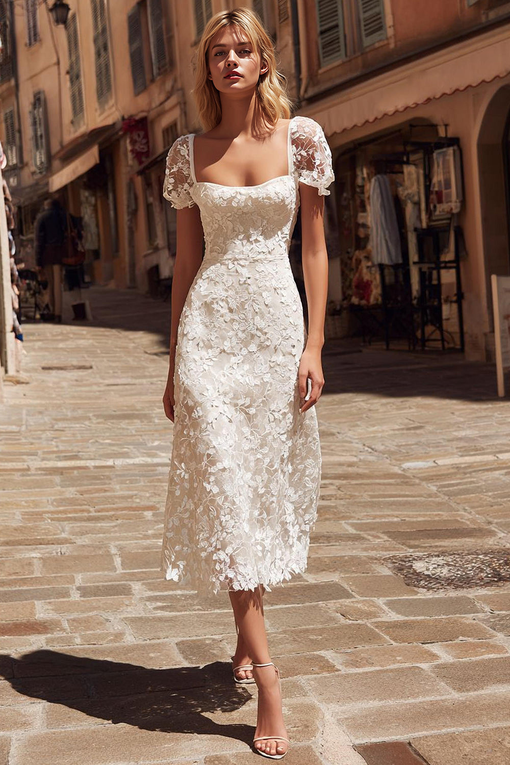 Zapaka Women Ivory Lace Wedding Dress A Line Midi Bridal Dress with Cap Sleeves, Ivory / US16W Zapaka Women Ivory Lace Wedding Dress A Line Midi Bridal Dress with Cap Sleeves, Ivory / US16W