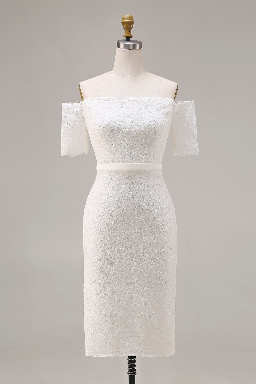 Zapaka Women Off The Shoulder Rehearsal Dinner Dress Lace Ivory Midi Wedding Reception Dress, White / US12 Zapaka Women Off The Shoulder Rehearsal Dinner Dress Lace Ivory Midi Wedding Reception Dress, White / US12