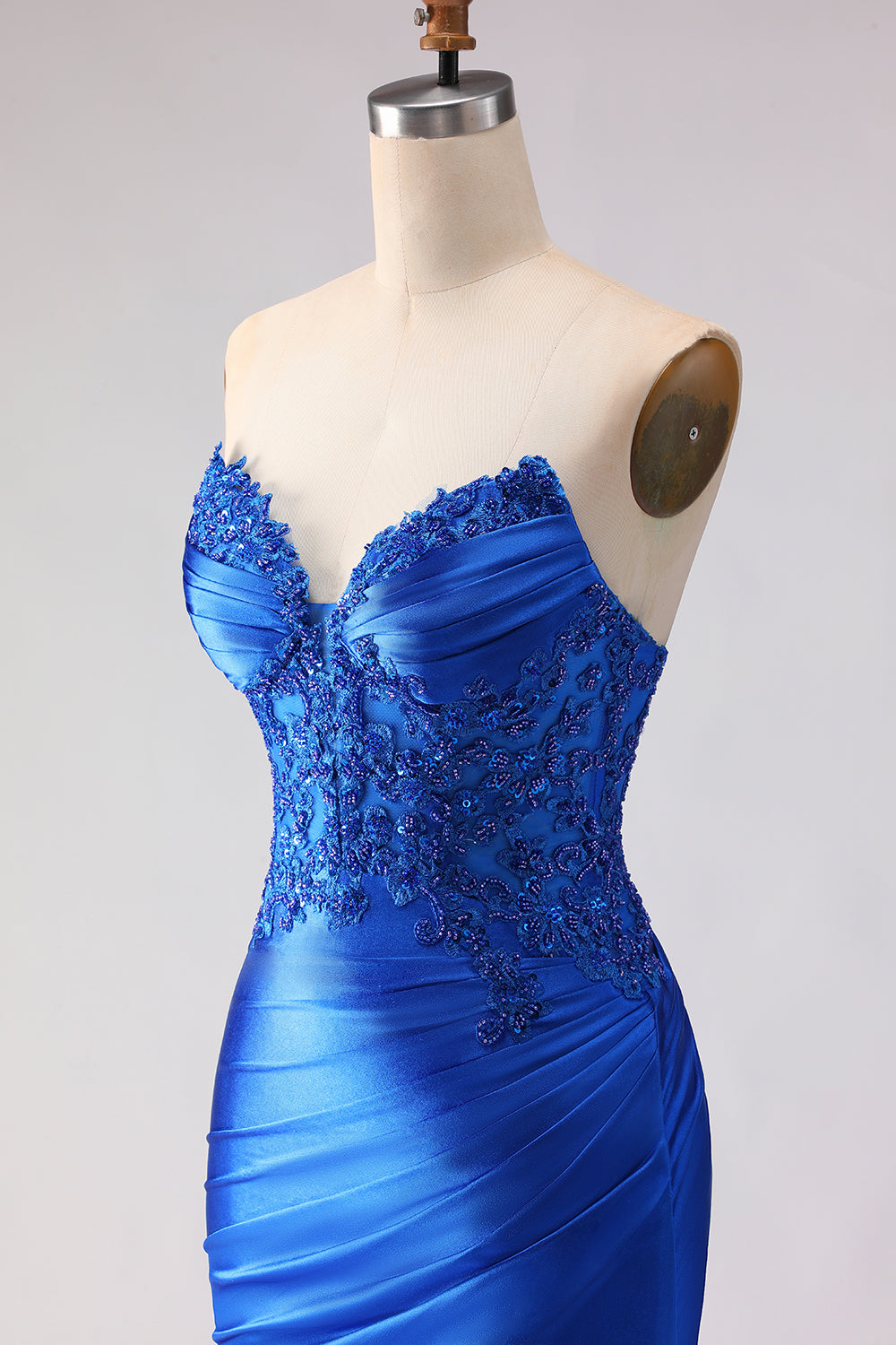 ZAPAKA Women Royal Blue Long Prom Dress with Slit Strapless Mermaid