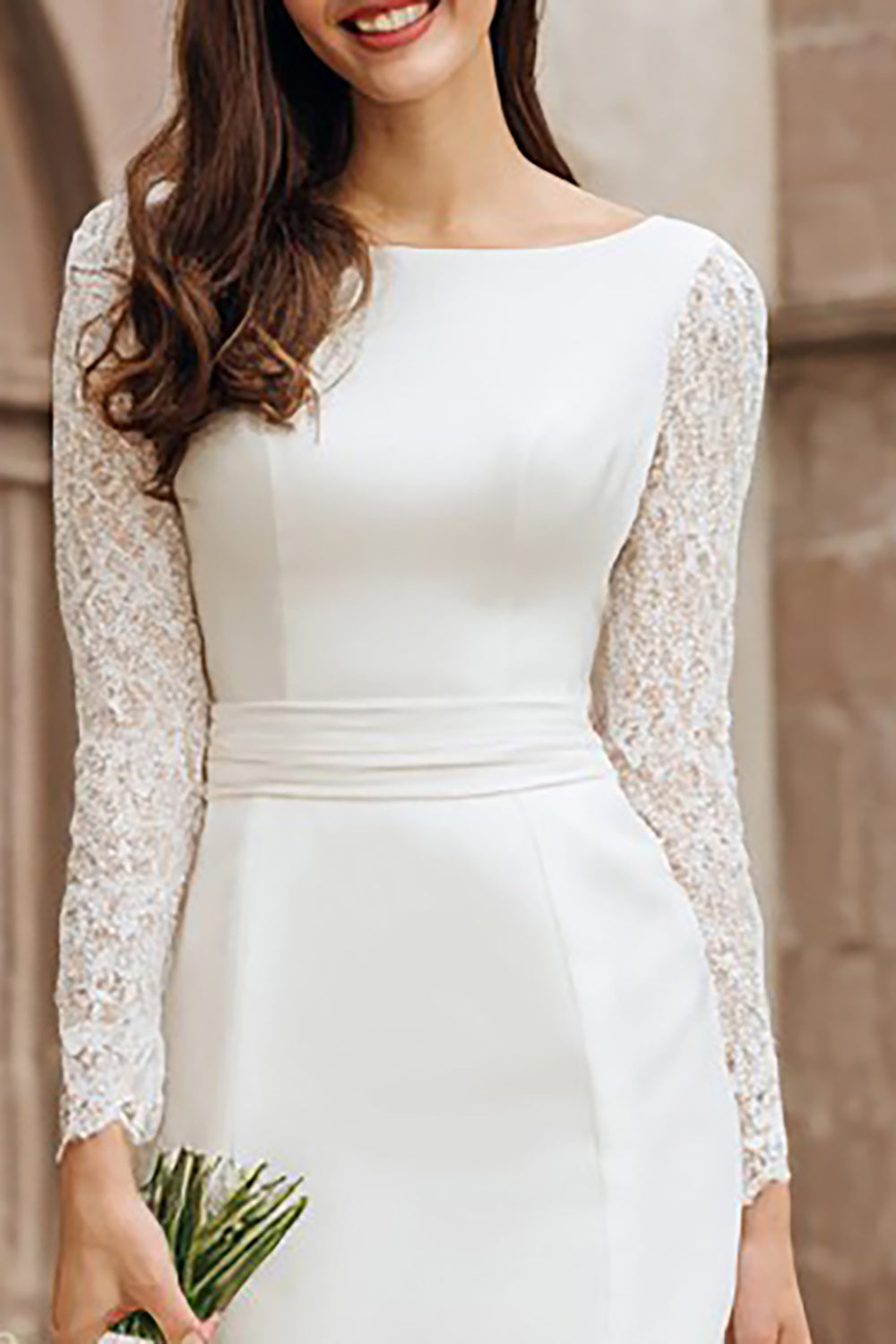 ivory courthouse wedding dress Berylove Women Ivory Courthouse Wedding Dress Peak Lapel 2 Piece Rehearsal Dinner Dress With Long Sleeves