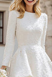 Ivory A Line Bateau Neck Long Sleeve High-Low Engagement Dress