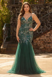 Sparkly Dark Green Mermaid Plus Size Long Prom Dress with Sequins