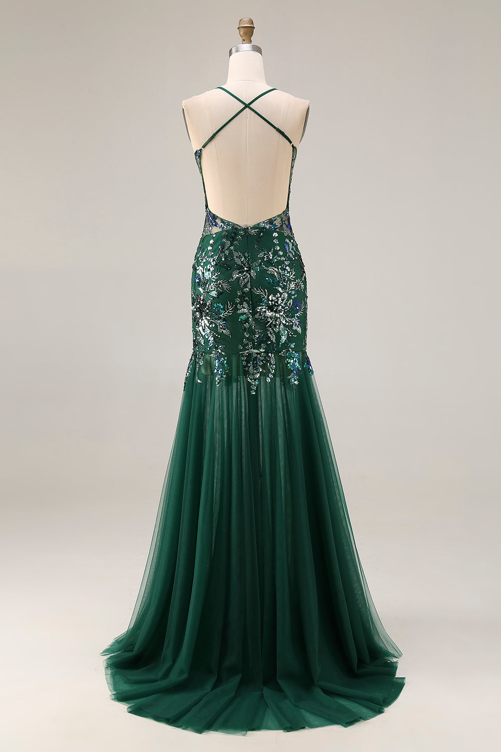 Zapaka Women Sparkly Dark Green Long Prom Dress Sheath Spaghetti Straps Open Back Party Dress with Sequins, Dark Green / US14 Zapaka Women Sparkly Dark Green Long Prom Dress Sheath Spaghetti Straps Open Back Party Dress with Sequins, Dark Green / US14