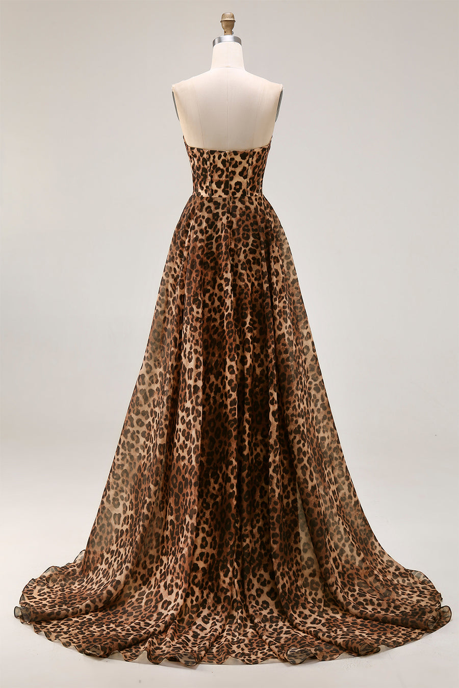 leopard print bridesmaid dresses Angelina Leopard Print Satin Mermaid Dress in Brown | Size: XS | Satin Fabric main image 1
