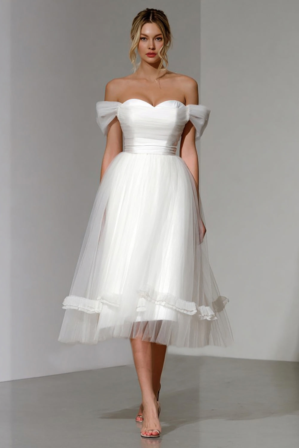 off the shoulder rehearsal dinner dress Chiffon Ivory Sheath Long Off the Shoulder Rehearsal Dinner Dress