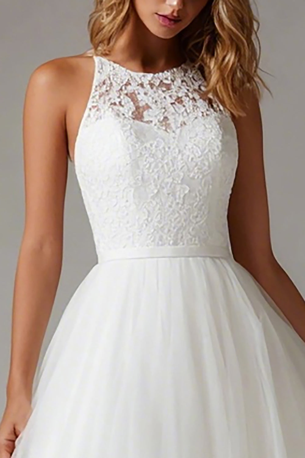 ZAPAKA Women White Lace Courthouse Wedding Dress Bateau Neck A Line Tulle Midi Rehearsal Dinner Dress, White / US2 ZAPAKA Women White Lace Courthouse Wedding Dress Bateau Neck A Line Tulle Midi Rehearsal Dinner Dress, White / US2