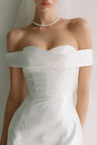 Off The Shoulder White Short Courthouse Wedding Dress
