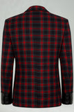 Red Black Grid 2 Piece Notched Lapel Men's Prom Suits