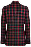 Black Red Grid Peak Lapel Double Breasted 2 Piece Men's Prom Suits