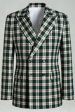 Black Green Grid Peak Lapel 2 Piece Men's Prom Suits